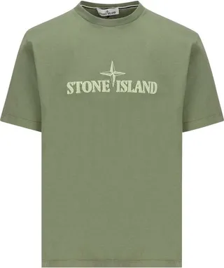 Stone Island Logo Printed Crewneck T-Shirt