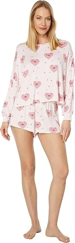 Honeydew Intimates All American Jersey Shortie Set (Pure Hearts) Women's Pajama Sets
