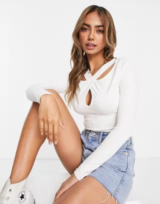 Miss Selfridge cut out top in ivory