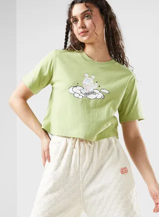 Cartoon In Cloud Graphic Top