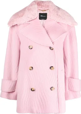 Faux-Fur Trim Double-Breasted Coat