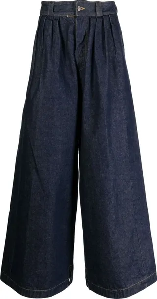Pleat-Detail Wide-Leg Trousers