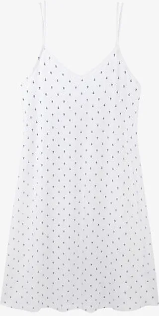 Womens Ivory Woodblock-print Lace-trim tretch-jersey Nightdress