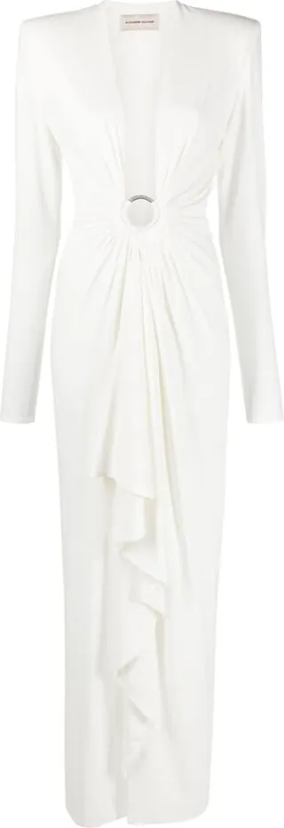 Plunge-Neck Draped Gown