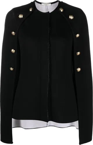 Button-Embellished Cape Jumper