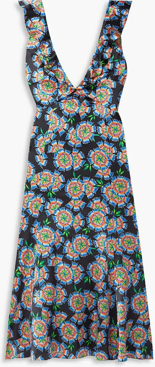Holly ruffled floral-print silk midi dress