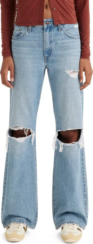 Ripped Baggy Bootcut Jeans