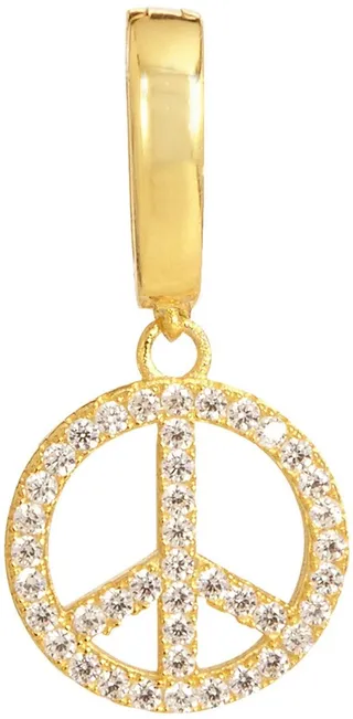 18K Yellow Gold Vermeil Pave CZ Peace Sign Charm
