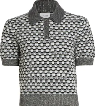 Jacquard Cashmere-Blend Polo Sweater