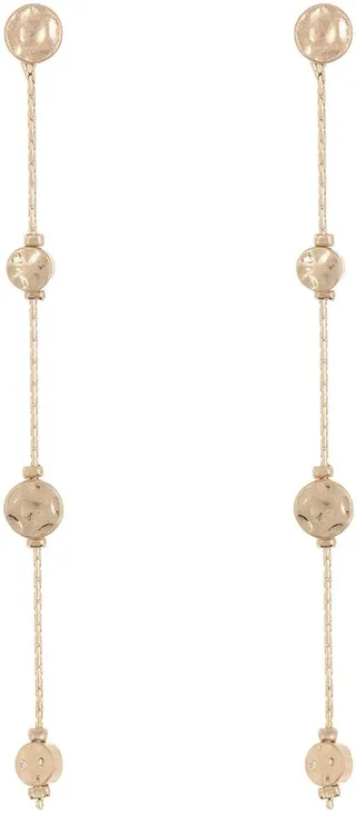 Textured Flat Disc Linear Drop Earrings