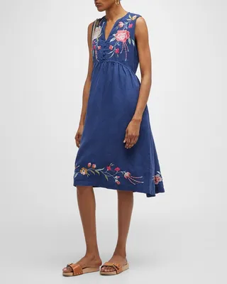 Joya Embroidered Linen Tank Dress