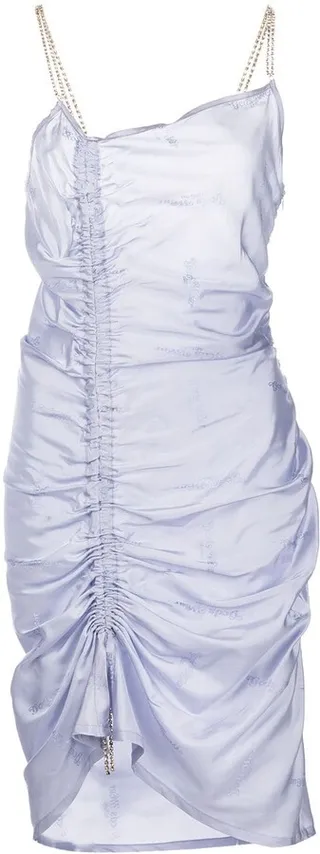 Crystal-Strap Ruched Dress