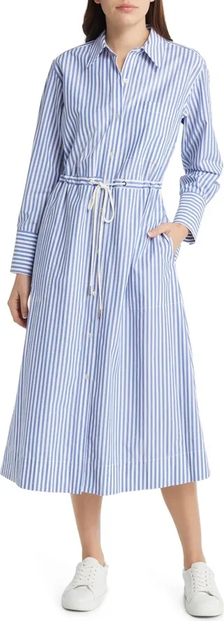 Shivonne Stripe Long Sleeve Midi Shirtdress