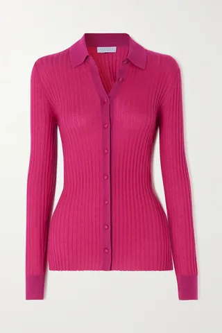 Gabriela Hearst - Cavalieri Ribbed Cashmere And Silk-blend Shirt - Pink