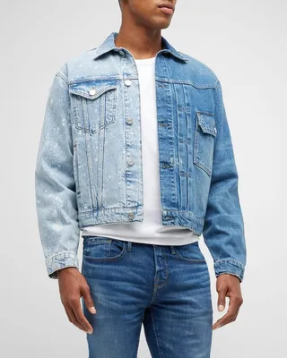 Men's Colorblock Denim Trucker Jacket