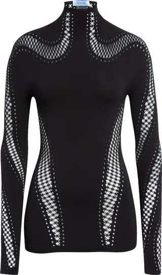 Mesh Inset Knit Turtleneck Top