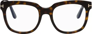 TOM FORD Tortoiseshell Blue Block Large Glasses