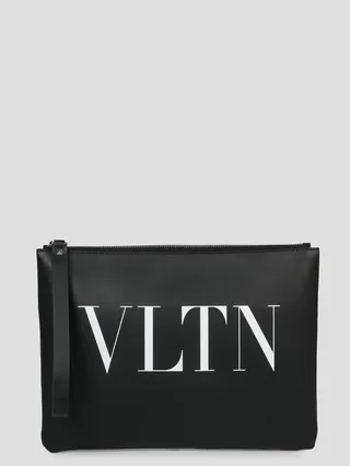 Valentino Garavani smooth leather pouch with VLTN print.