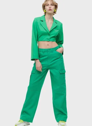 Pocket Detail Wide Leg Pants