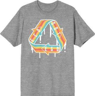 Sunny Days Melting Rainbow Recycle Graphic for Earth Day Adult Heather Gray Short Sleeve Crew Neck Tee-Small