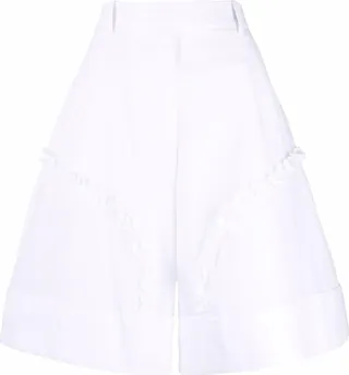 Ruffle-Trim Wide-Leg Shorts