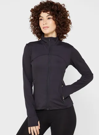 Pocket Detail Zip Through Top