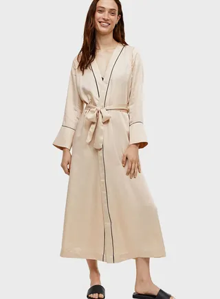 Belted Piping Detail Dress