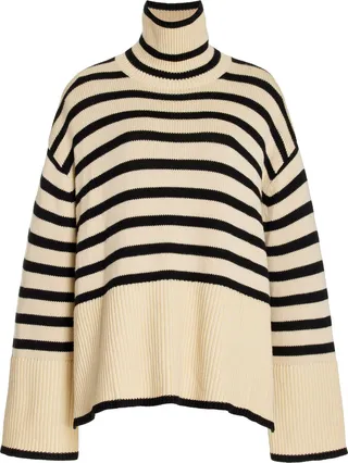 Women's Signature Stripe Wool-Cotton Turtleneck Sweater