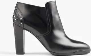 Studded perforated leather ankle boots