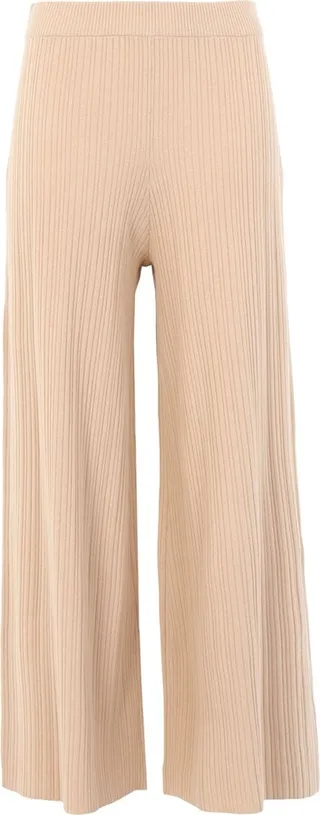 Mock Rib Cropped Trouser Pants Sand