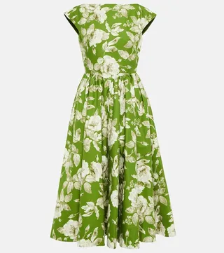 Dorothea floral cotton faille midi dress