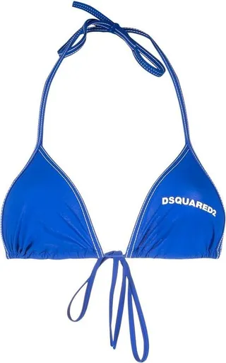 Logo-Print Halterneck Bikini Top
