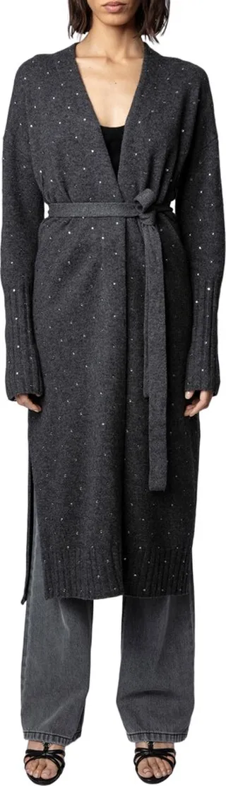 Rosanny Embellished Open Front Cashmere Robe