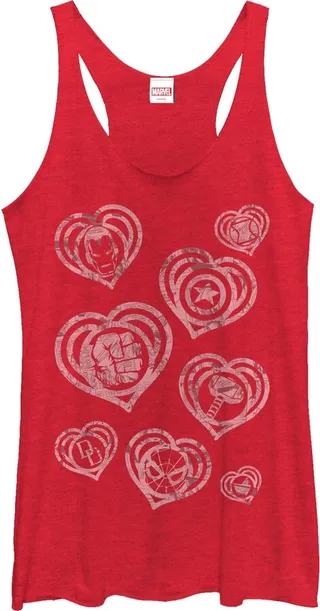Women's Marvel Hero Icon Hearts Racerback Tank Top - Red Heather - Small