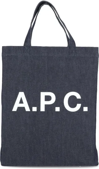 A.P.C. Logo Print Denim Tote Bag