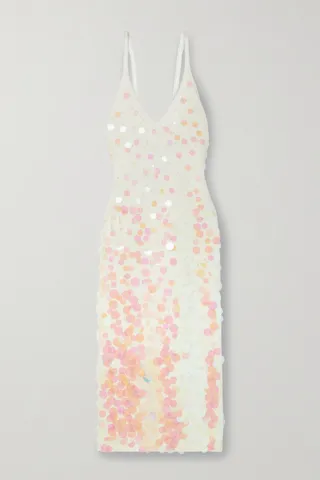 Christopher John Rogers - Pailette-embellished Wool Midi Dress - Ivory