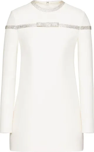 White Bow Detail Mini Dress