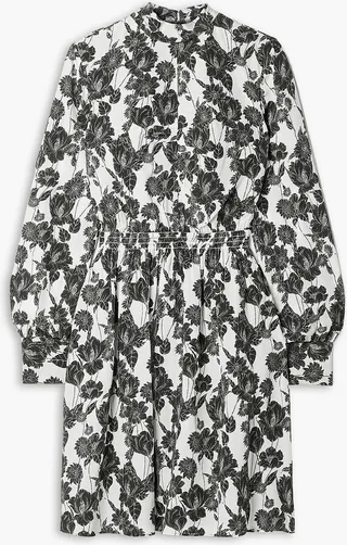 Floral-print silk crepe de chine mini dress