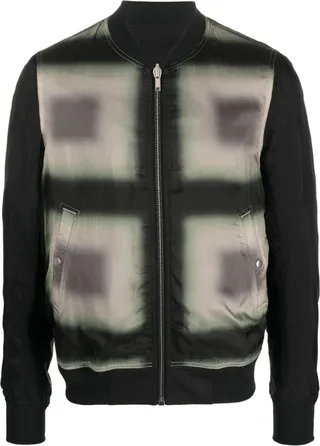 Geometric-Pattern Bomber Jacket
