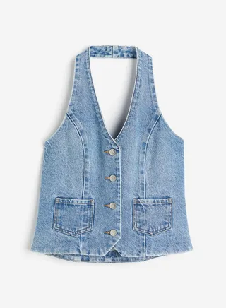 Halter Neck Denim Top