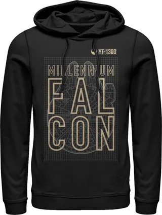 Men's Star Wars The Force Awakens Millennium Falcon YT-1300 Pull Over Hoodie - Black - 2X Large