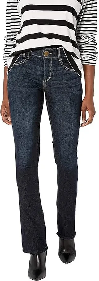 Democracy Petite Ab Solution Itty Biity Boot Leg Jeans (Indigo) Women's Jeans