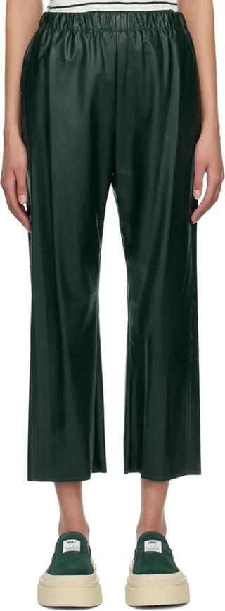 MM6 Maison Margiela Green Two-Pocket Faux-Leather Trousers