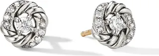 8mm sterling silver petite Infinity diamond stud earrings