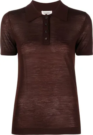 Fine-Knit Short-Sleeved Polo Shirt