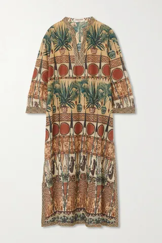 Emporio Sirenuse - + Net Sustain Giada Printed Cotton-voile Kaftan - Green