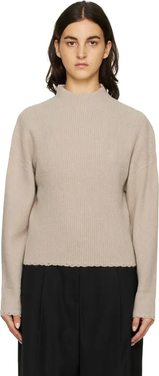 3.1 Phillip Lim Taupe Scalloped Turtleneck