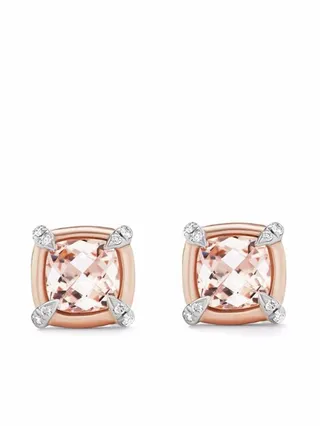 18kt rose gold and sterling silver Châtelaine morganite and diamond stud earrings