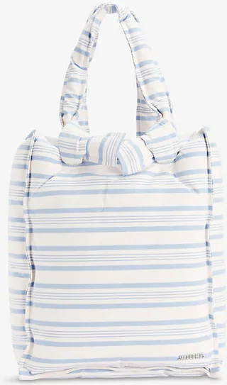 Womens Blue Stripes Le Cuscinu Cotton Tote bag
