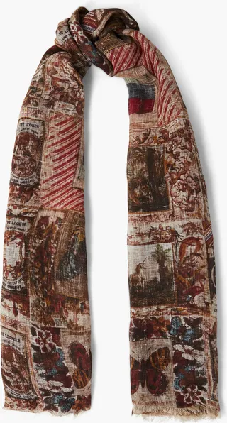 Printed linen-gauze scarf
